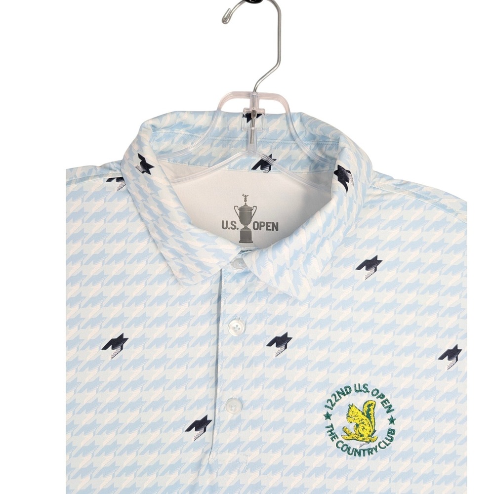 U.S. Open Polo Shirt Mens L Blue Houndstooth 122nd The Country Club Golf Top‎